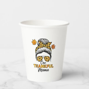 Autumn Fall Thanksgiving Shirts, One Thankful Mama Paper Cups