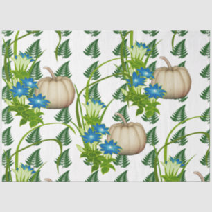 Autumn Fall Thanksgiving White Pumpkins Flora  Tissue Paper