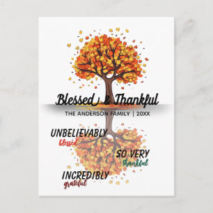 Autumn Fall Tree Happy Thanksgiving Blessed Postcard
