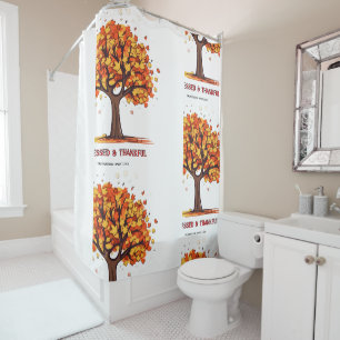 Autumn Fall Tree Happy Thanksgiving Blessed Shower Curtain