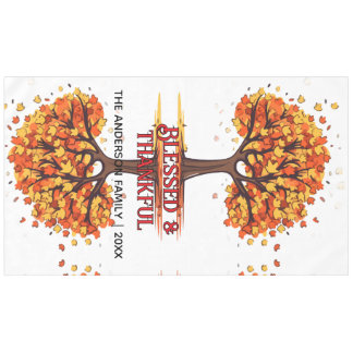 Autumn Fall Tree Happy Thanksgiving Blessed  Tablecloth