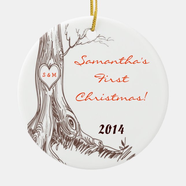 Autumn Fall Tree Initia Personalised Name Ornament (Front)