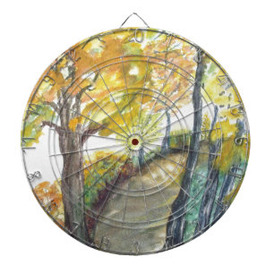 Autumn Fall Tree Leaves Art Painting Destiny Dartboard