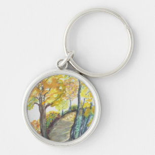Autumn Fall Tree Leaves Art Painting Destiny Key Ring
