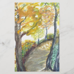 Autumn Fall Tree Leaves Art Painting Destiny Stationery