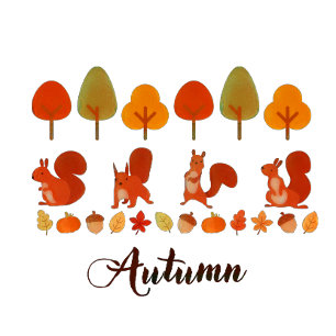 Autumn Fall Trees and Squirrels T-Shirt