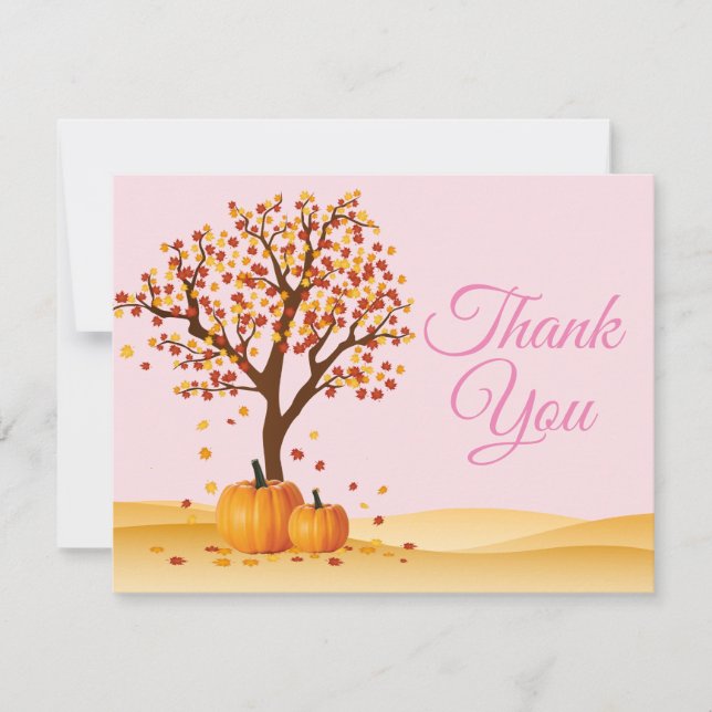 Autumn Fall Trees Pumpkin Thank You card (Front)