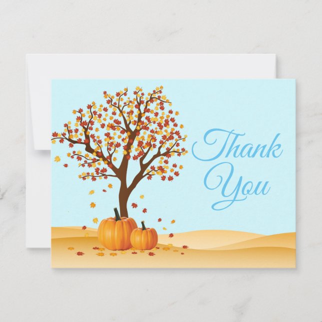 Autumn Fall Trees Pumpkin Thank You card (Front)