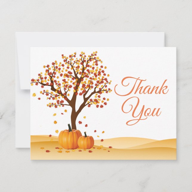 Autumn Fall Trees Pumpkin Thank You card (Front)