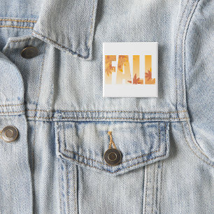 Autumn Fall Typography Design with Leaves  15 Cm Square Badge