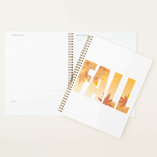 Autumn Fall Typography Design with Leaves Planner