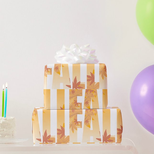 Autumn Fall Typography Design with Leaves  Wrapping Paper (Creator Uploaded)