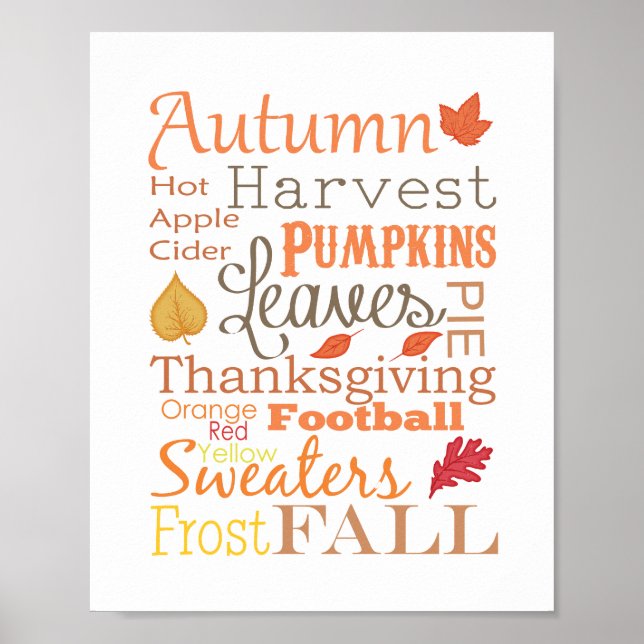 Autumn Fall Typography Wall Art (Front)
