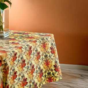 Autumn Fall Vermillion White Lily Abstract Tablecloth