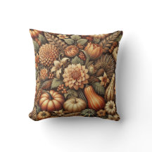 Autumn Fall Vintage Floral Thanksgiving Pumpkin 