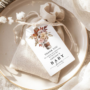 Autumn Fall Watercolor Bloom Baby Shower Thank You Gift Tags