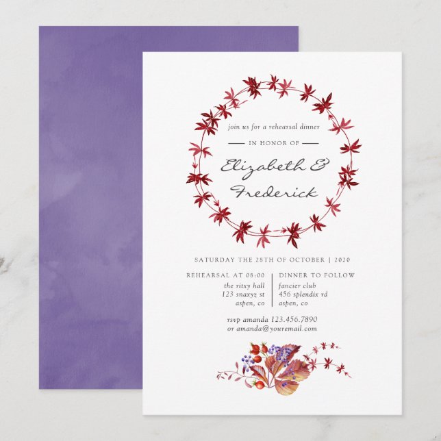Autumn - Fall Watercolor Bridesmaids Luncheon Invitation (Front/Back)