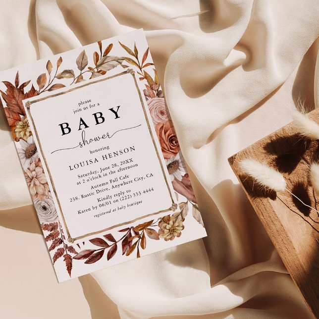 Autumn Fall Watercolor Floral Baby Shower Invitation (Creator Uploaded)