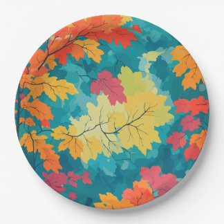Autumn fall watercolor floral baby shower paper plate