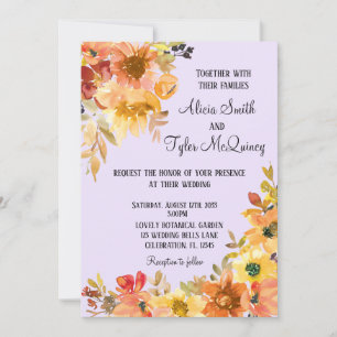 Autumn Fall Watercolor Floral Simplistic Wedding   Invitation