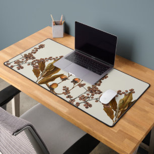 Autumn Fall Watercolor Foliage Leaves Desk Mat