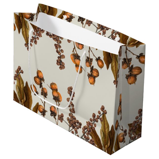 Autumn Fall Watercolor Foliage Leaves  Large Gift Bag (Front Angled)
