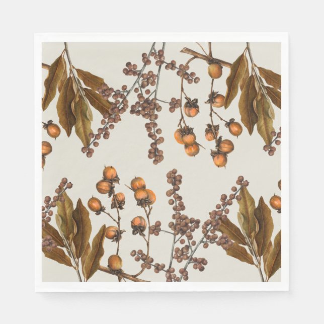 Autumn Fall Watercolor Foliage Leaves  Napkin (Front)