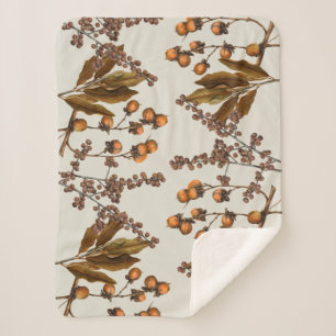 Autumn Fall Watercolor Foliage Leaves  Sherpa Blanket