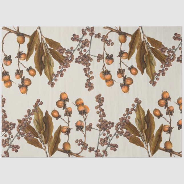 Autumn Fall Watercolor Foliage Leaves  Tissue Paper (Front)