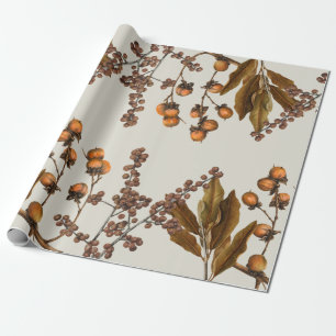Autumn Fall Watercolor Foliage Leaves  Wrapping Paper
