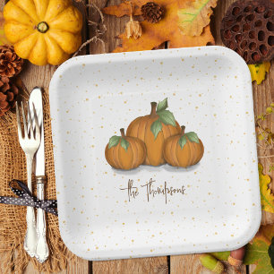 Autumn Fall Watercolor Pumpkin Elegant Harvest Paper Plate