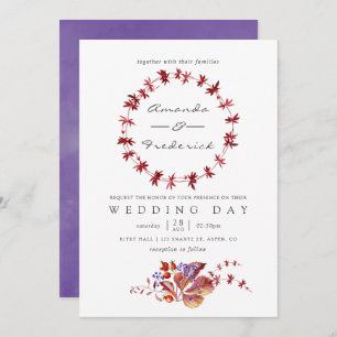 Autumn - Fall Watercolor Wedding Invitation
