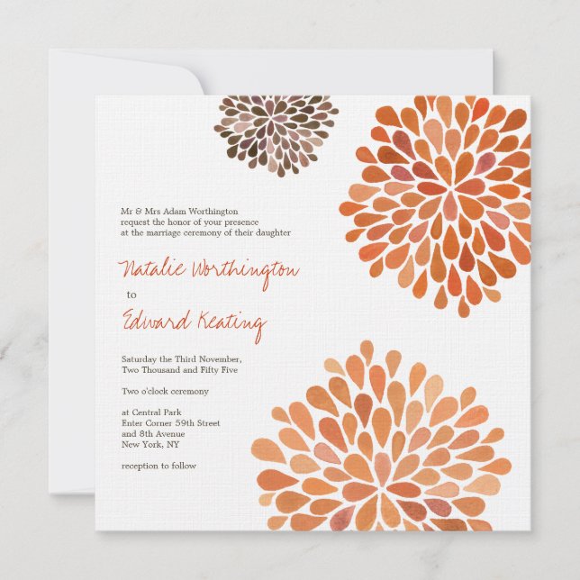 Autumn Fall Wedding Flower Blooms Invitation (Front)