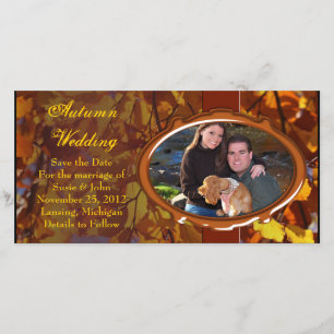 Autumn Fall Wedding Photo Card or Thank You Card