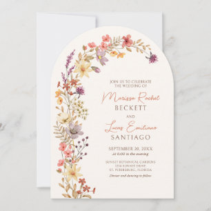 Autumn Fall Wildflower Arch Wedding Invitation