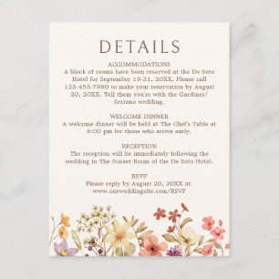 Autumn Fall Wildflower Wedding Details Enclosure Card