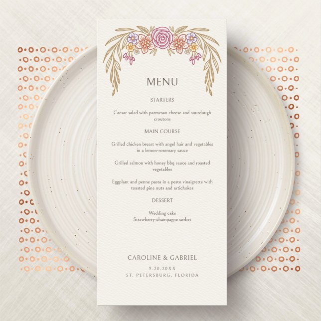 Autumn Fall Wildflowers Floral Wedding Menu (Creator Uploaded)