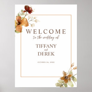 Autumn Fall Wildflowers Wedding Welcome Poster