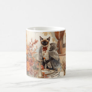 Autumn Fall with Falling leaves at dinner table Coffee Mug