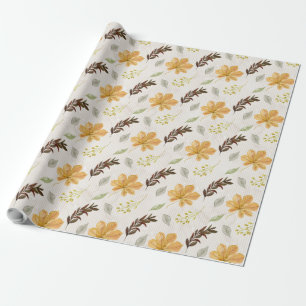 Autumn / Fall yellow flower Wrapping Paper