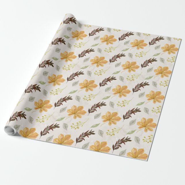 Autumn / Fall yellow flower Wrapping Paper (Unrolled)