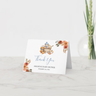 Autumn Falling in Love Bear Baby Shower Folded Thank You Card