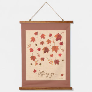 Autumn Falling Leaves Inspirational Watercolor Hanging Tapestry