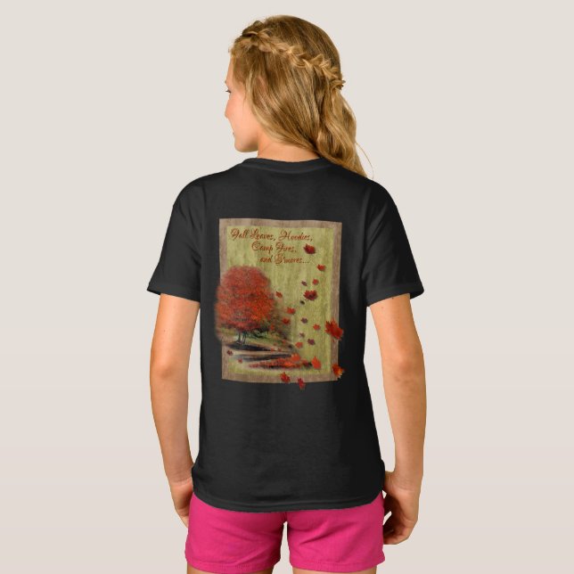 Autumn Falling Leaves Landscape T-Shirt (Back Full)