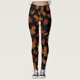 Autumn Falling Leaves on Custom Black Leggings