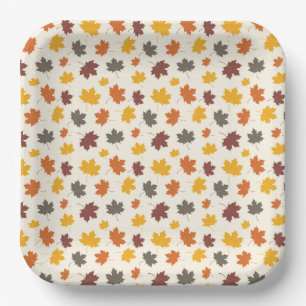 Autumn Falling Leaves Paper Plate