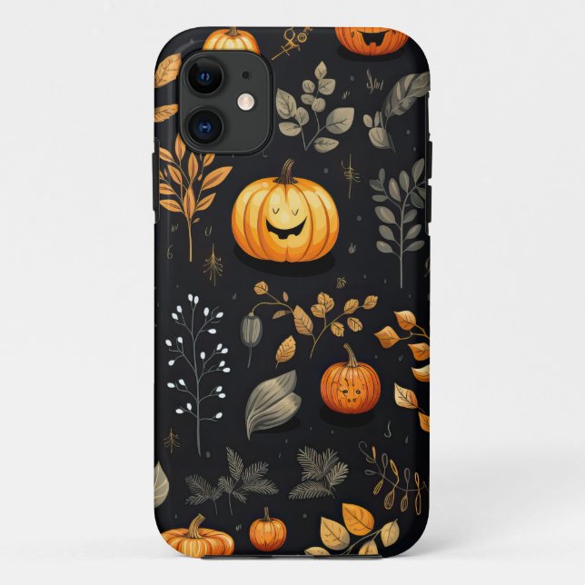 Autumn Falling Leaves Pumpkin Case-Mate iPhone Case (Back)