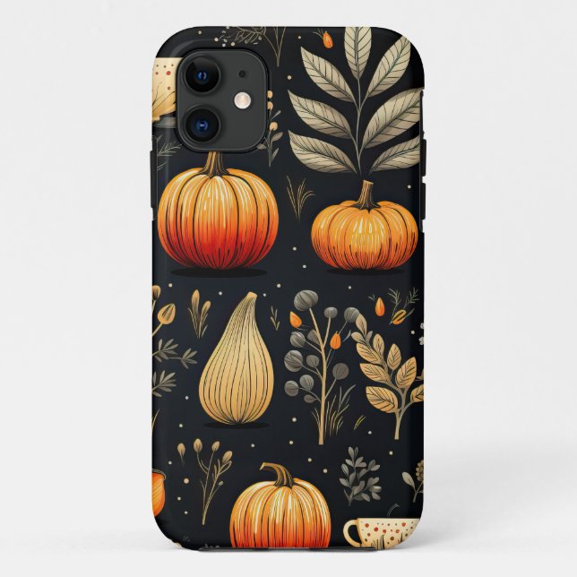 Autumn Falling Leaves Pumpkin  Case-Mate iPhone Case (Back)
