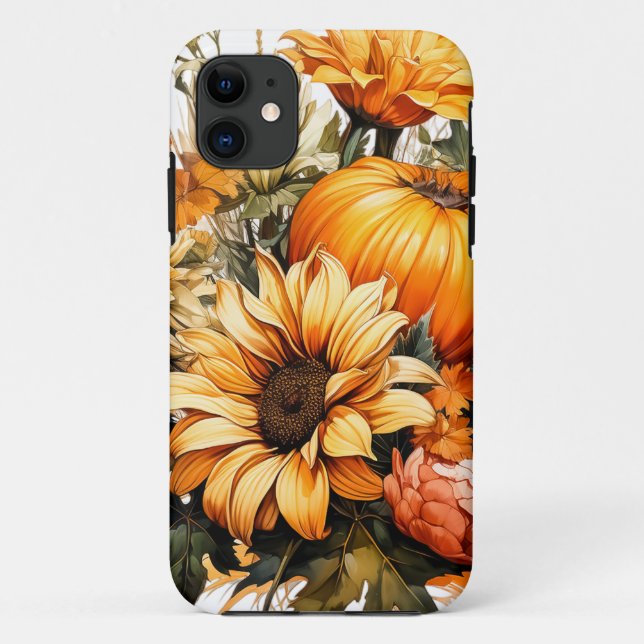 Autumn Falling Leaves Pumpkin Case-Mate iPhone Case (Back)