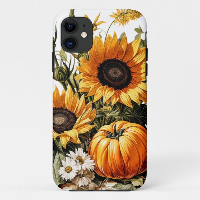 Autumn Falling Leaves Pumpkin Case-Mate iPhone Case (Back)